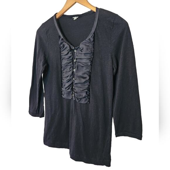 J. CREW Slub knit ruched bib Henley tee Medium - Picture 1 of 5